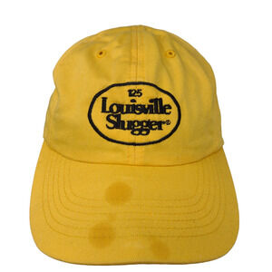 Louisville Slugger 125 Mens Strapback Hat Yellow Adjustable Embroidered Logo
